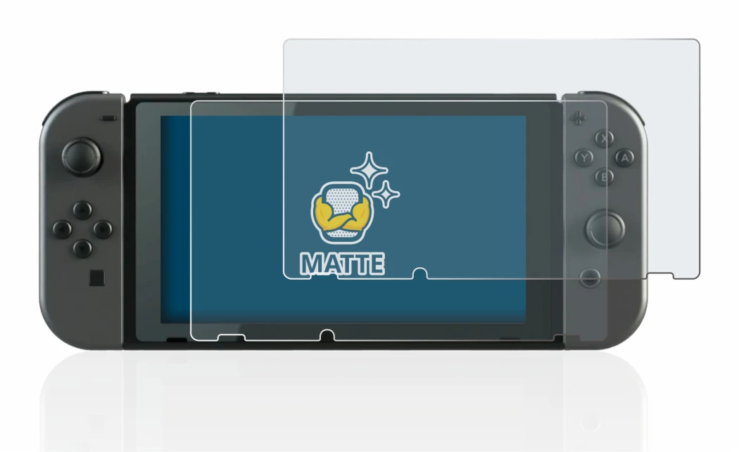 Immagine del dispositivo Nintendo Switch con un'ampia varietà di protezioni per lo schermo.