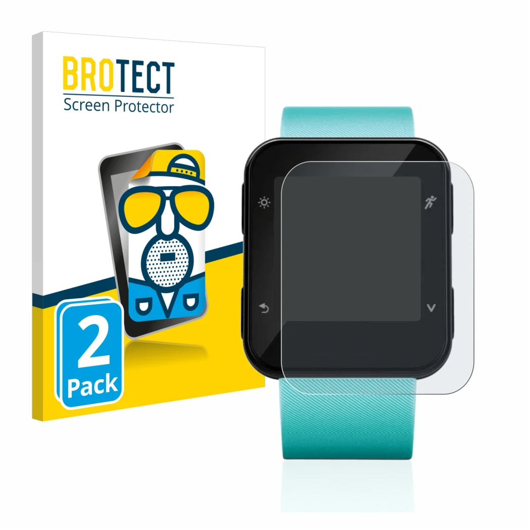 Parte frontale di una confezione del prodotto con il logo del marchio BROTECT. Accanto è raffigurato il dispositivo Garmin For