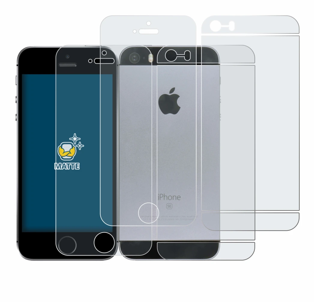 Immagine del dispositivo Apple iPhone SE 2016 (Fronte+Retro) con un'ampia varietà di protezioni per lo schermo.