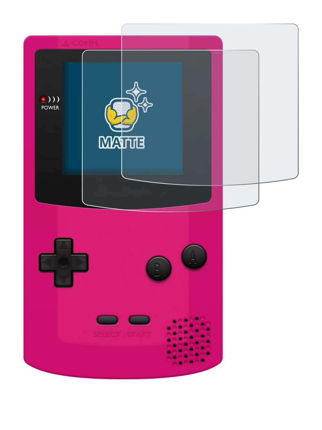 Immagine del dispositivo Nintendo Gameboy Color con un'ampia varietà di protezioni per lo schermo.