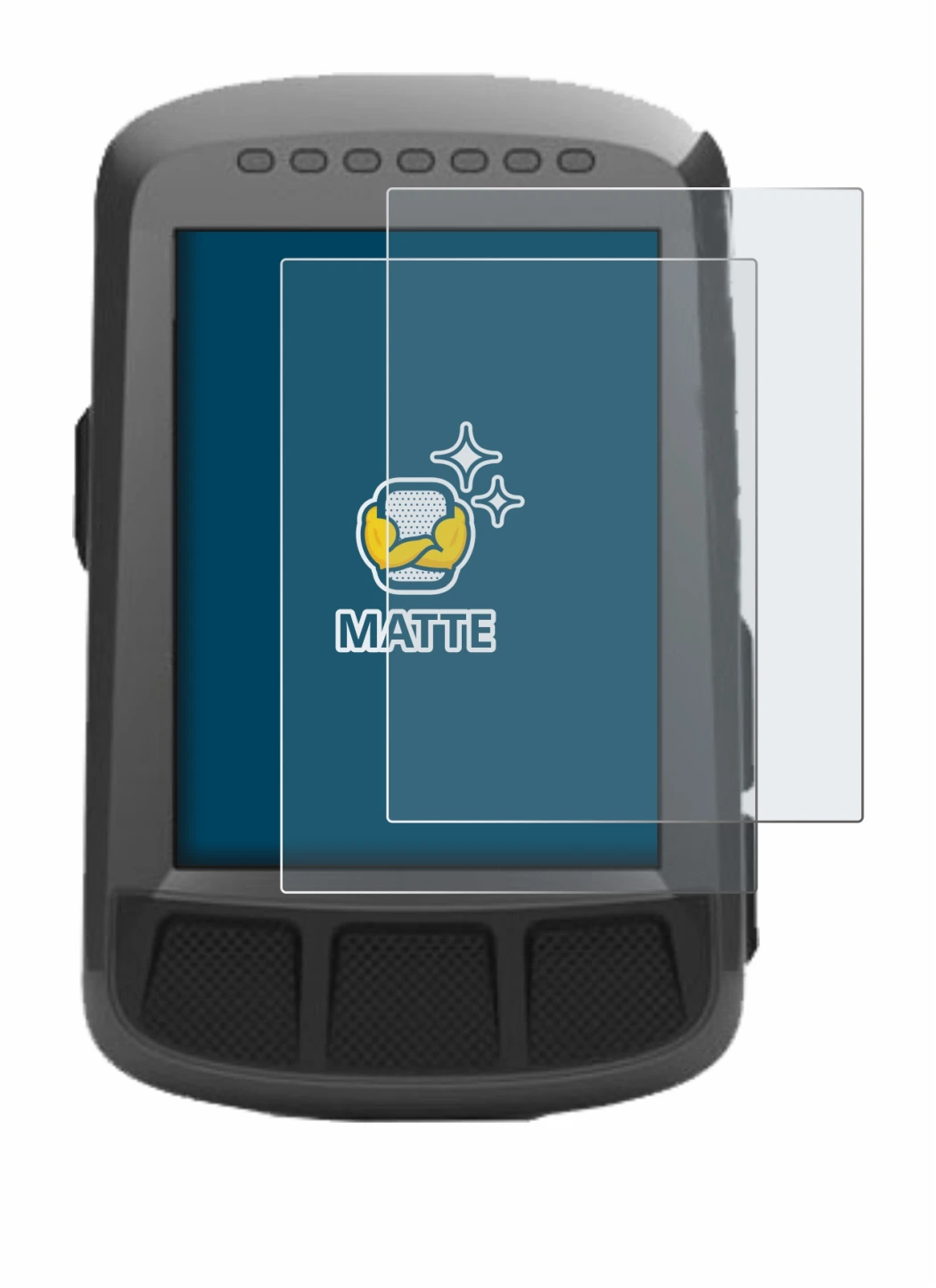 Immagine del dispositivo Wahoo Elemnt Bolt GPS con un'ampia varietà di protezioni per lo schermo.