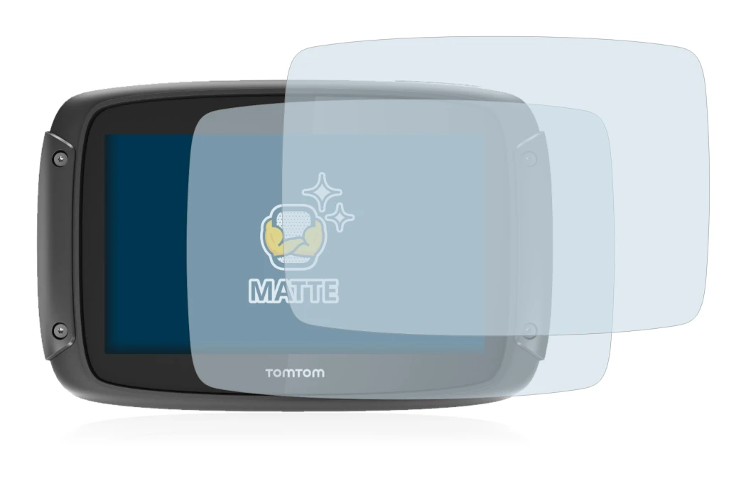 Immagine del dispositivo TomTom Rider 450 con un'ampia varietà di protezioni per lo schermo.
