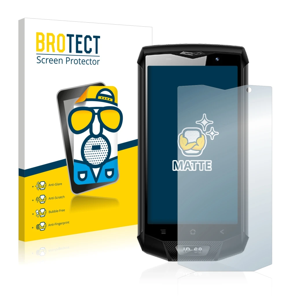 Parte frontale di una confezione del prodotto con il logo del marchio BROTECT. Accanto è raffigurato il dispositivo Blackview