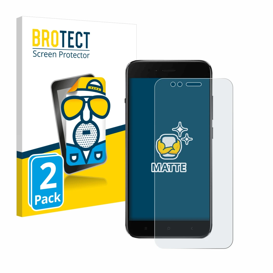 Parte frontale di una confezione del prodotto con il logo del marchio BROTECT. Accanto è raffigurato il dispositivo Xiaomi Mi