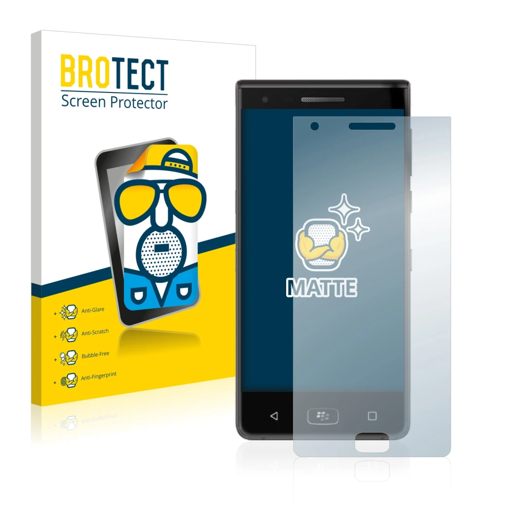 Parte frontale di una confezione del prodotto con il logo del marchio BROTECT. Accanto è raffigurato il dispositivo BlackBerry