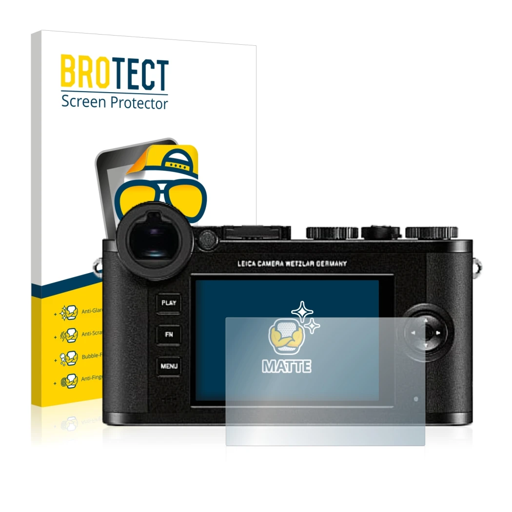 Parte frontale di una confezione del prodotto con il logo del marchio BROTECT. Accanto è raffigurato il dispositivo Leica CL c