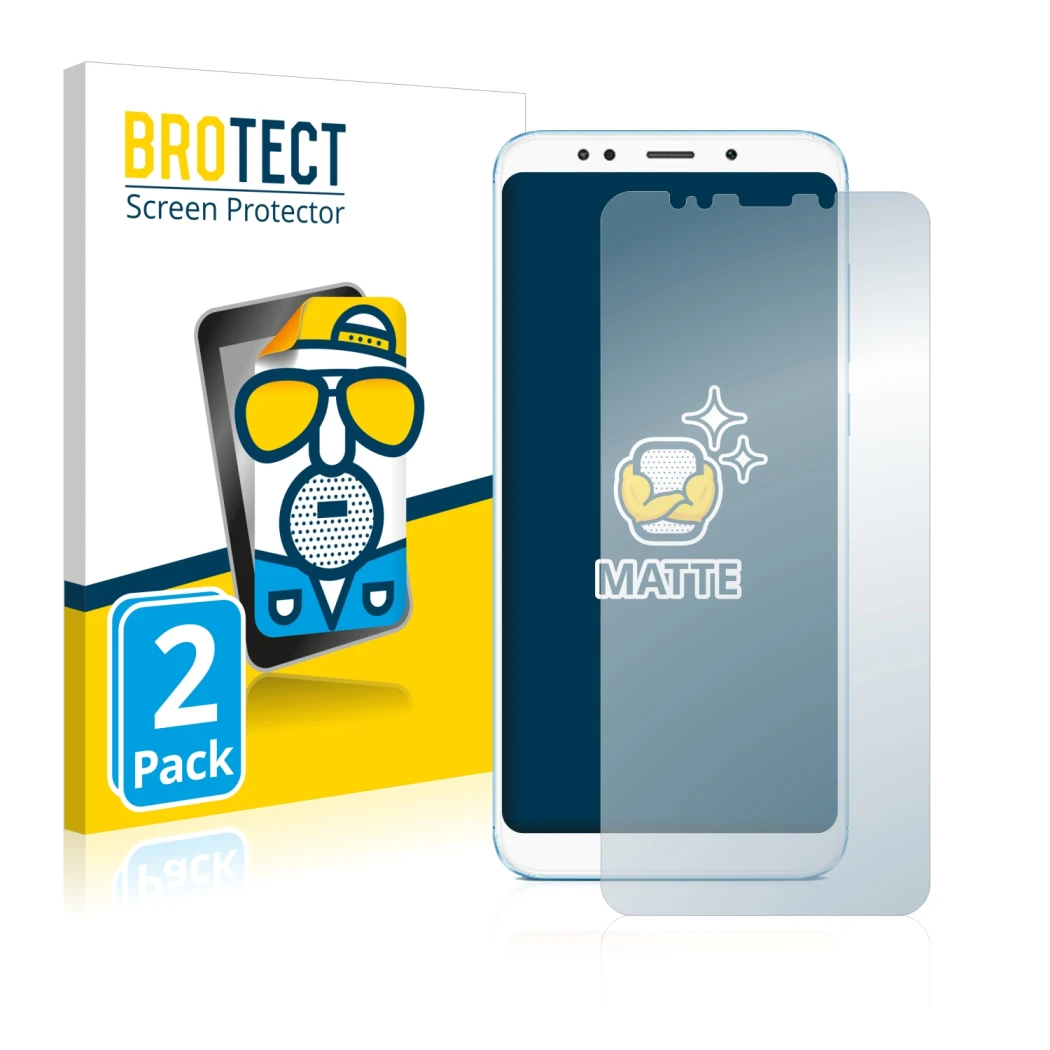 Parte frontale di una confezione del prodotto con il logo del marchio BROTECT. Accanto è raffigurato il dispositivo Xiaomi Red