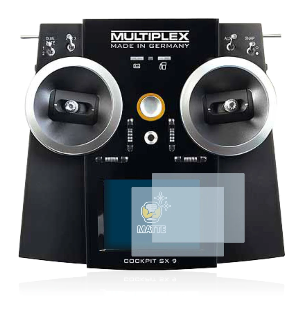 Immagine del dispositivo Multiplex Cockpit SX9 con un'ampia varietà di protezioni per lo schermo.