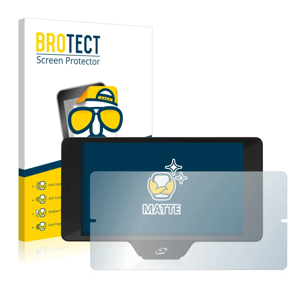 Parte frontale di una confezione del prodotto con il logo del marchio BROTECT. Accanto è raffigurato il dispositivo Coyote Nav