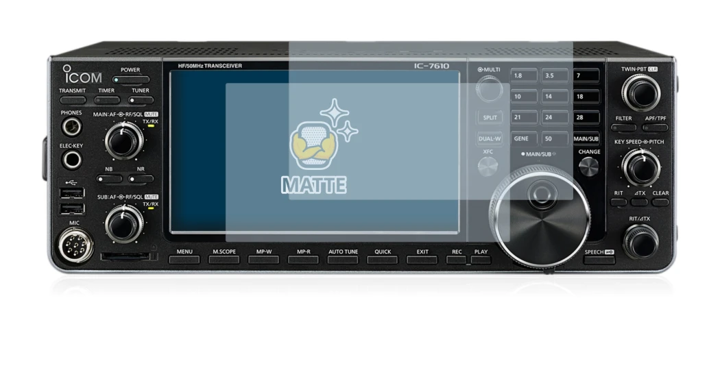 Immagine del dispositivo Icom IC-7610 con un'ampia varietà di protezioni per lo schermo.