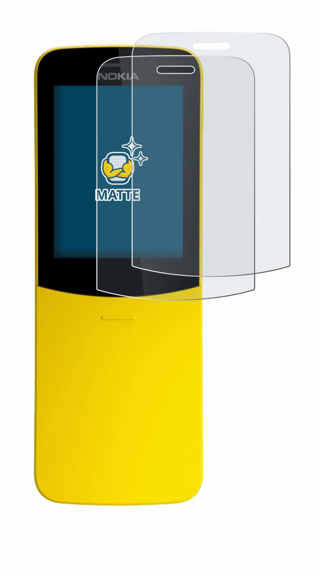 Immagine del dispositivo Nokia 8110 con un'ampia varietà di protezioni per lo schermo.