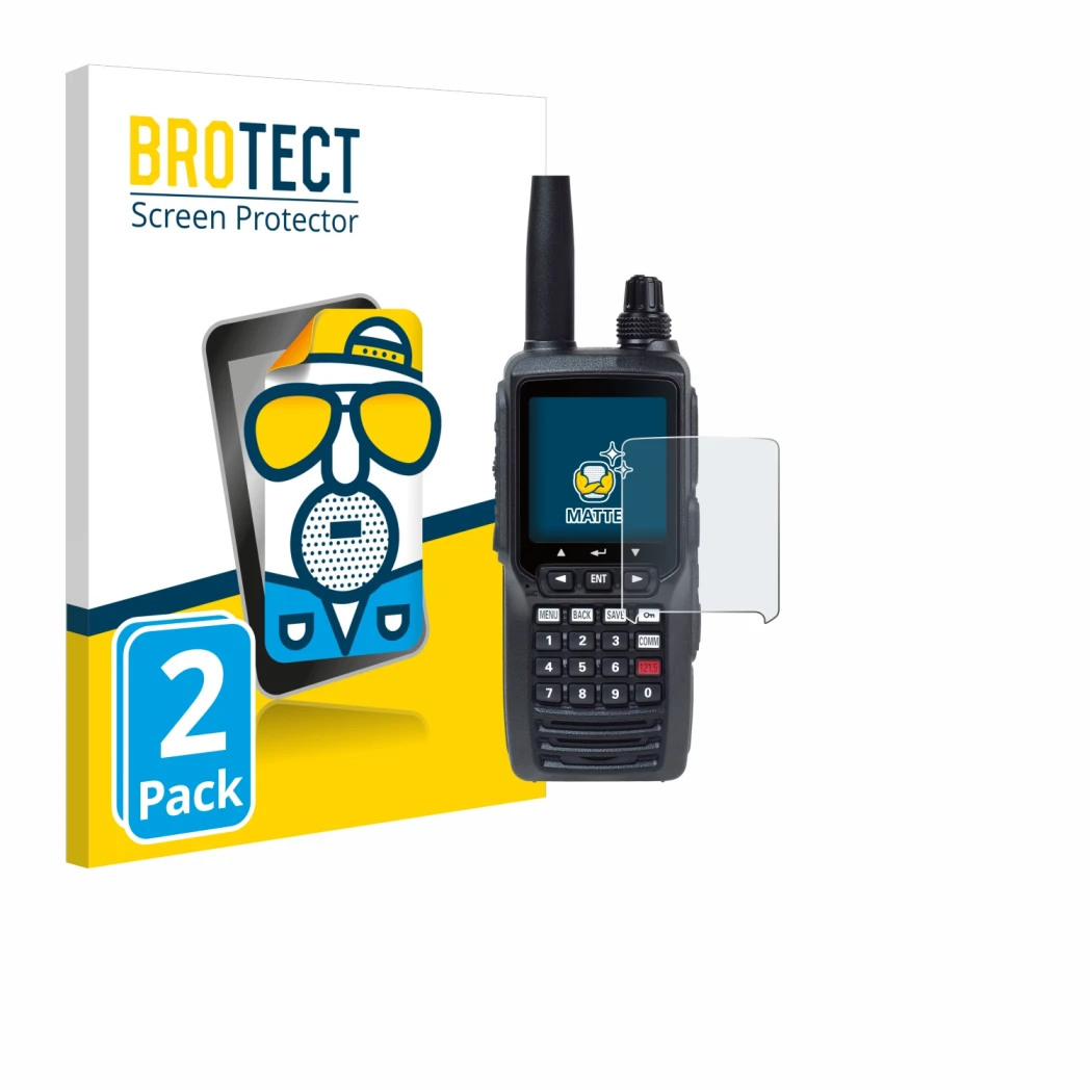 Parte frontale di una confezione del prodotto con il logo del marchio BROTECT. Accanto è raffigurato il dispositivo Yaesu FTA-