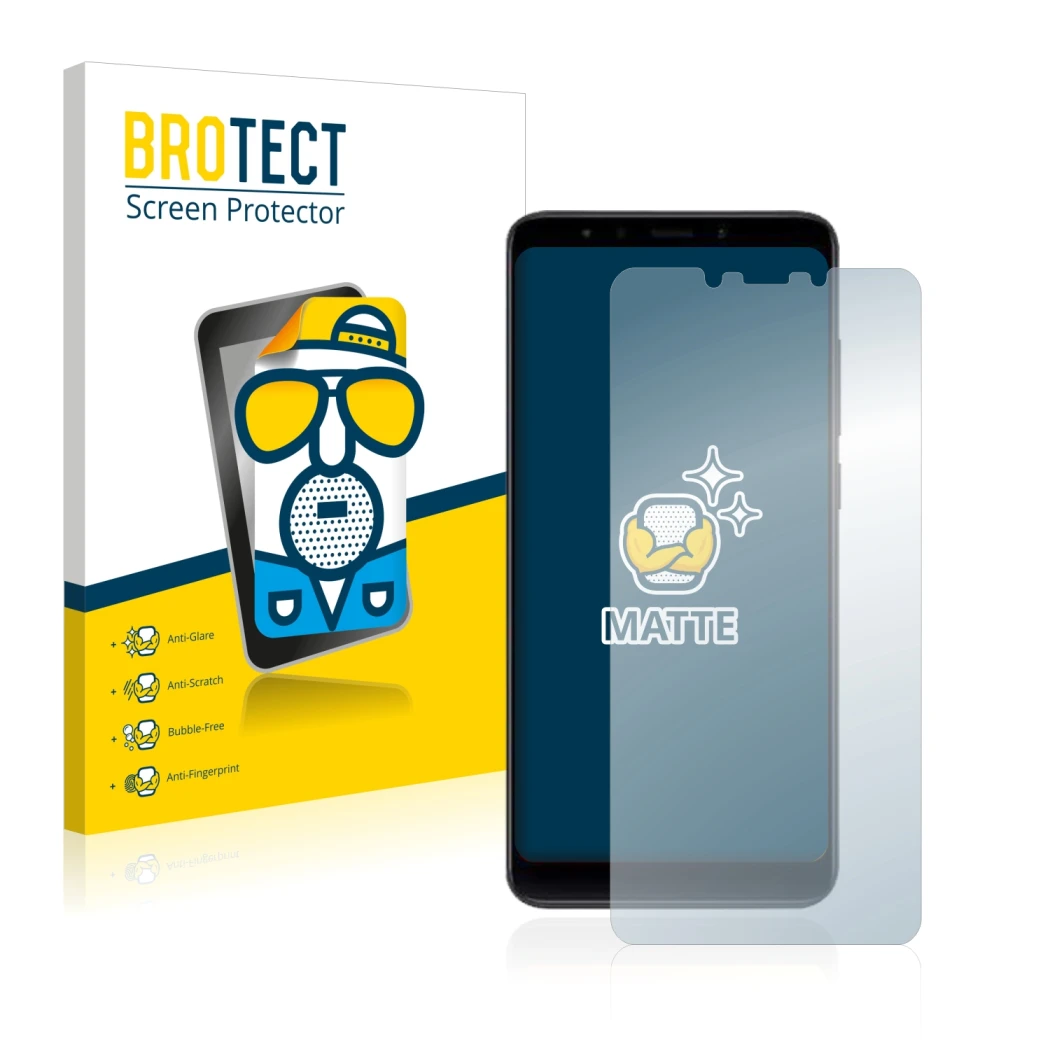 Parte frontale di una confezione del prodotto con il logo del marchio BROTECT. Accanto è raffigurato il dispositivo Xiaomi Mi