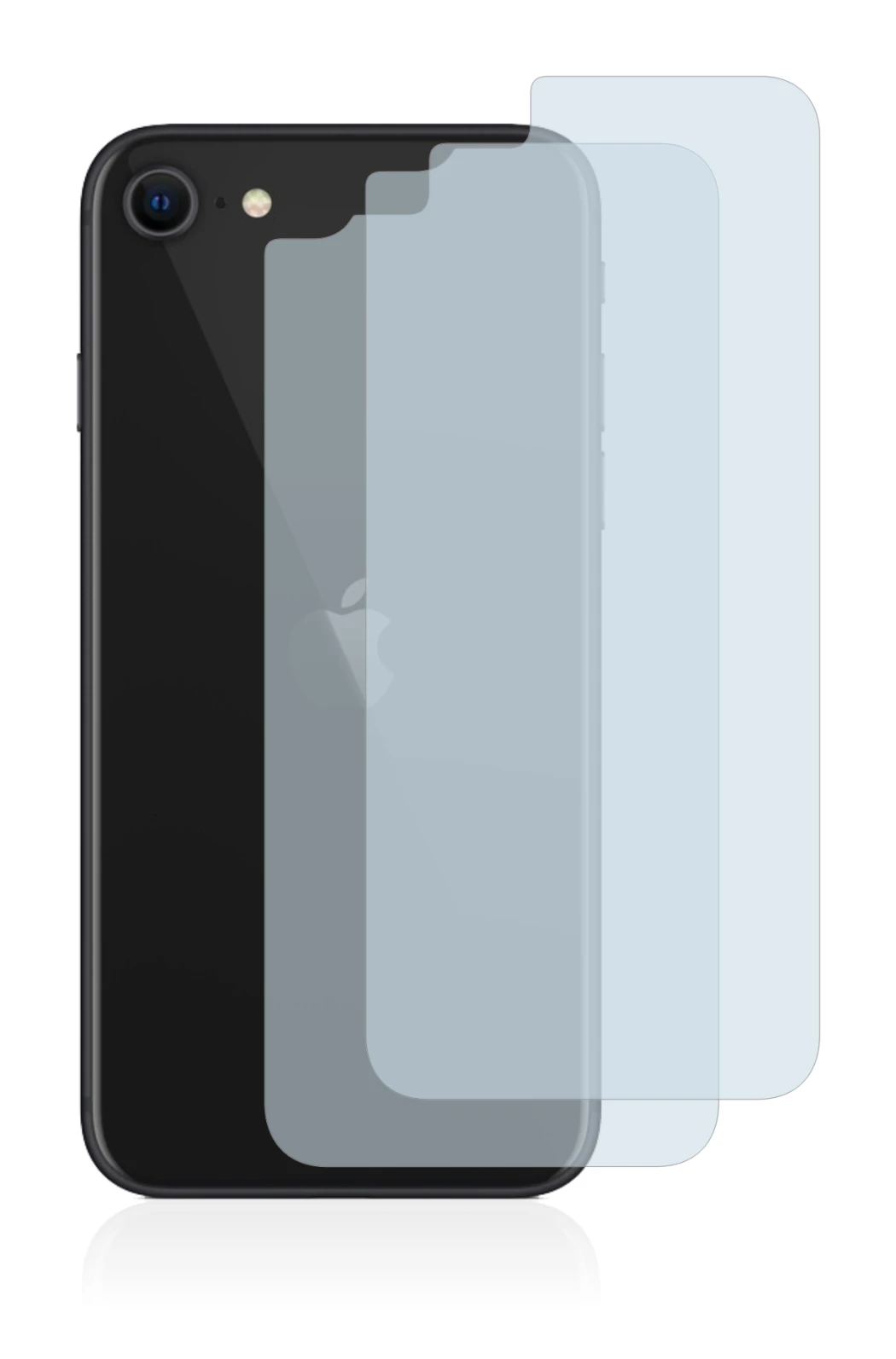 Immagine del dispositivo Apple iPhone SE 2 2020 (Posteriore) con un'ampia varietà di protezioni per lo schermo.