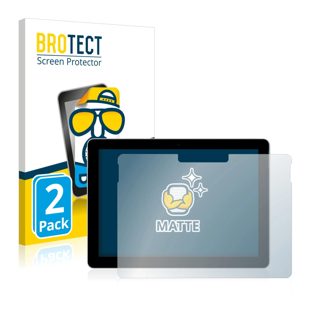 Parte frontale di una confezione del prodotto con il logo del marchio BROTECT. Accanto è raffigurato il dispositivo Microsoft