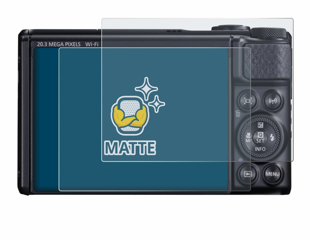 Immagine del dispositivo Canon PowerShot SX740 HS con un'ampia varietà di protezioni per lo schermo.