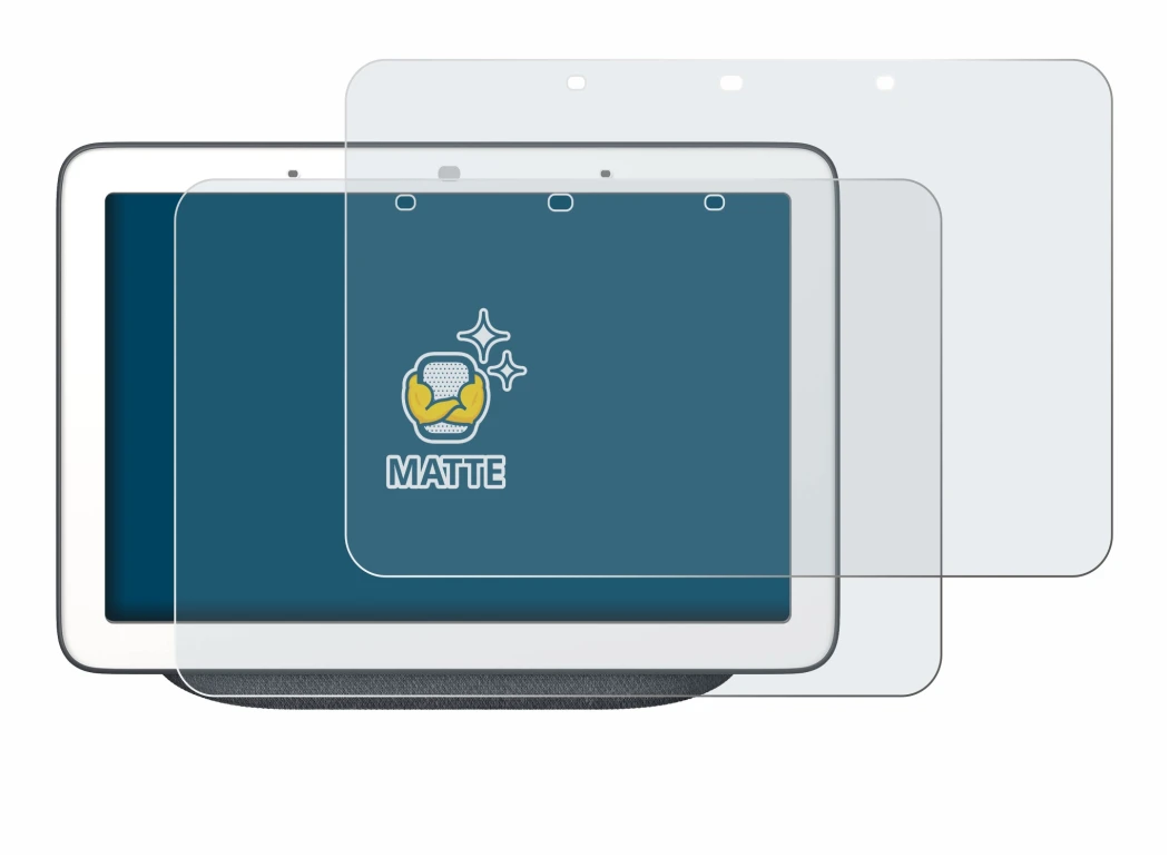 Immagine del dispositivo Google Home Hub con un'ampia varietà di protezioni per lo schermo.