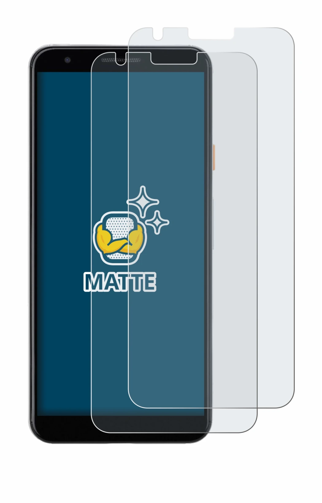 Immagine del dispositivo Google Pixel 3a con un'ampia varietà di protezioni per lo schermo.