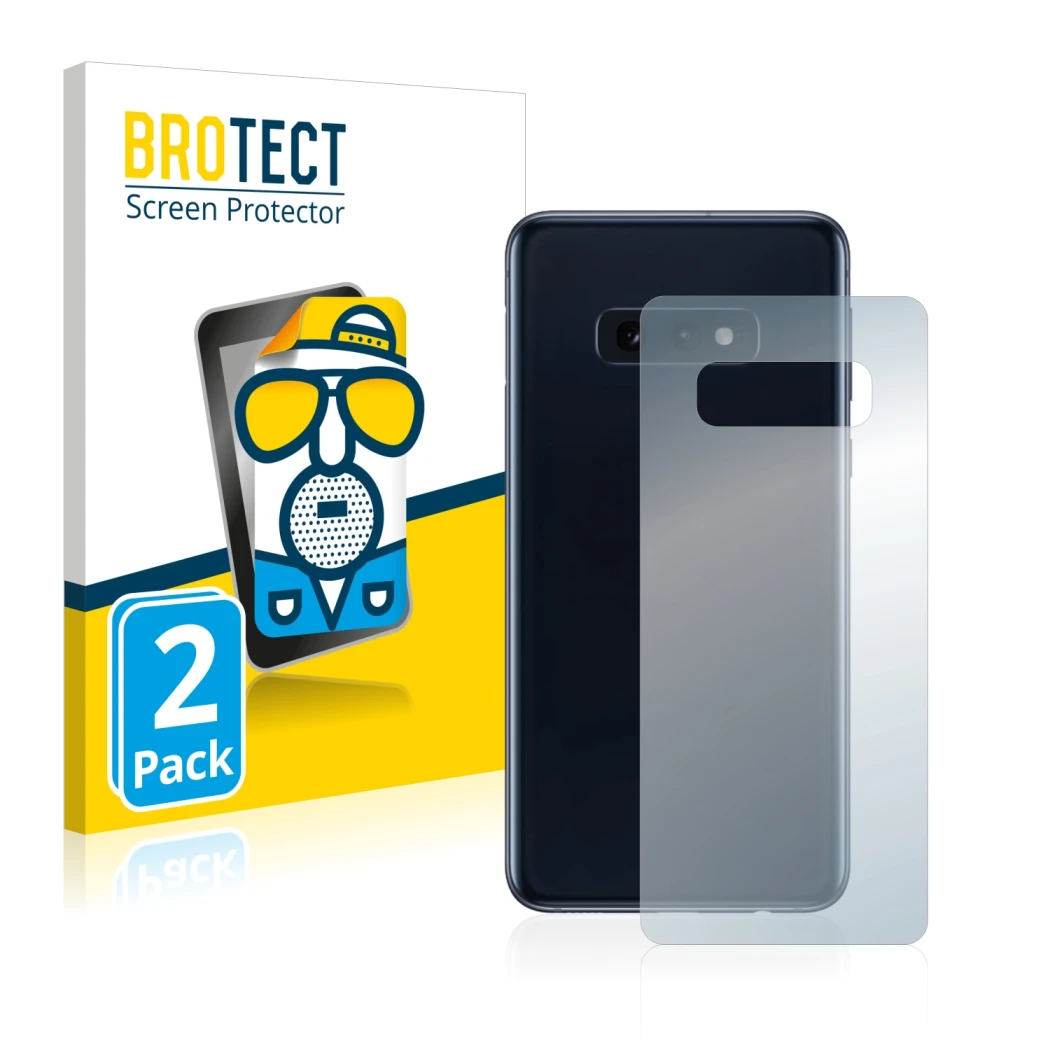 Parte frontale di una confezione del prodotto con il logo del marchio BROTECT. Accanto è raffigurato il dispositivo Samsung Ga
