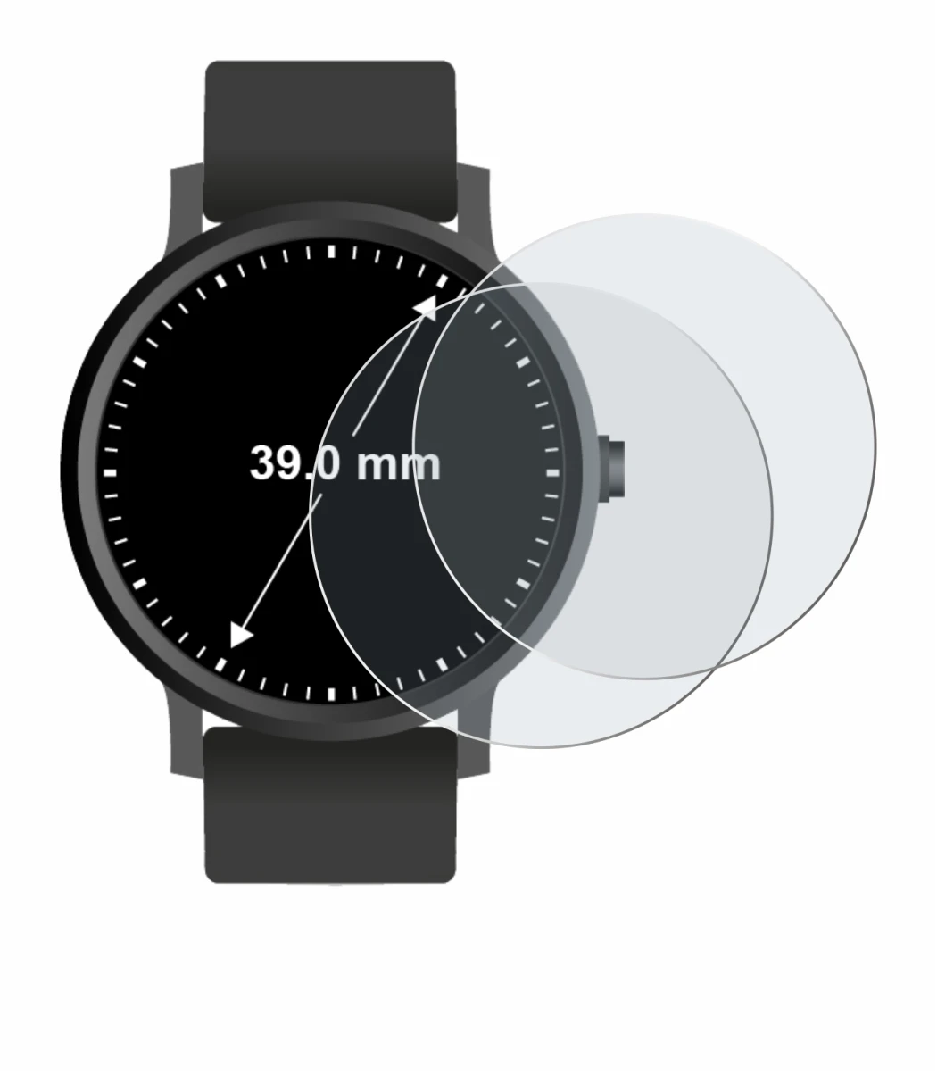 Immagine del dispositivo Circolare Displays (ø: 39 mm) con un'ampia varietà di protezioni per lo schermo.