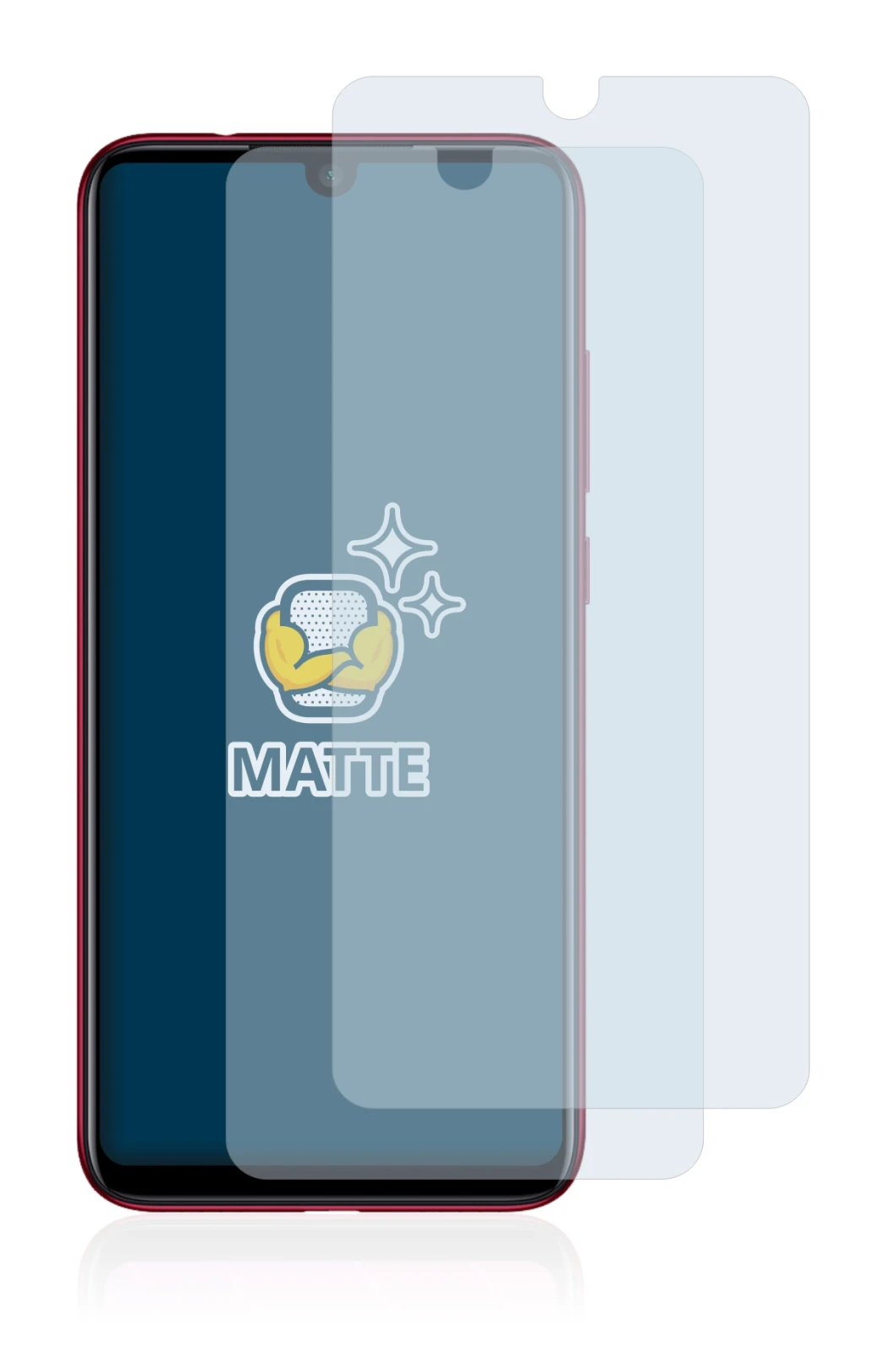 Immagine del dispositivo Xiaomi Redmi Note 7 con un'ampia varietà di protezioni per lo schermo.