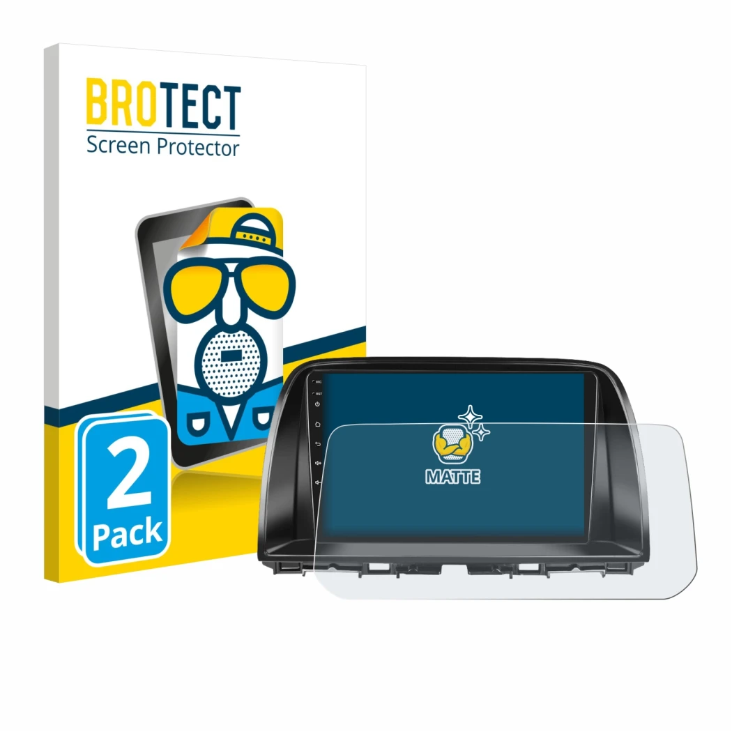 Parte frontale di una confezione del prodotto con il logo del marchio BROTECT. Accanto è raffigurato il dispositivo Mazda CX-5