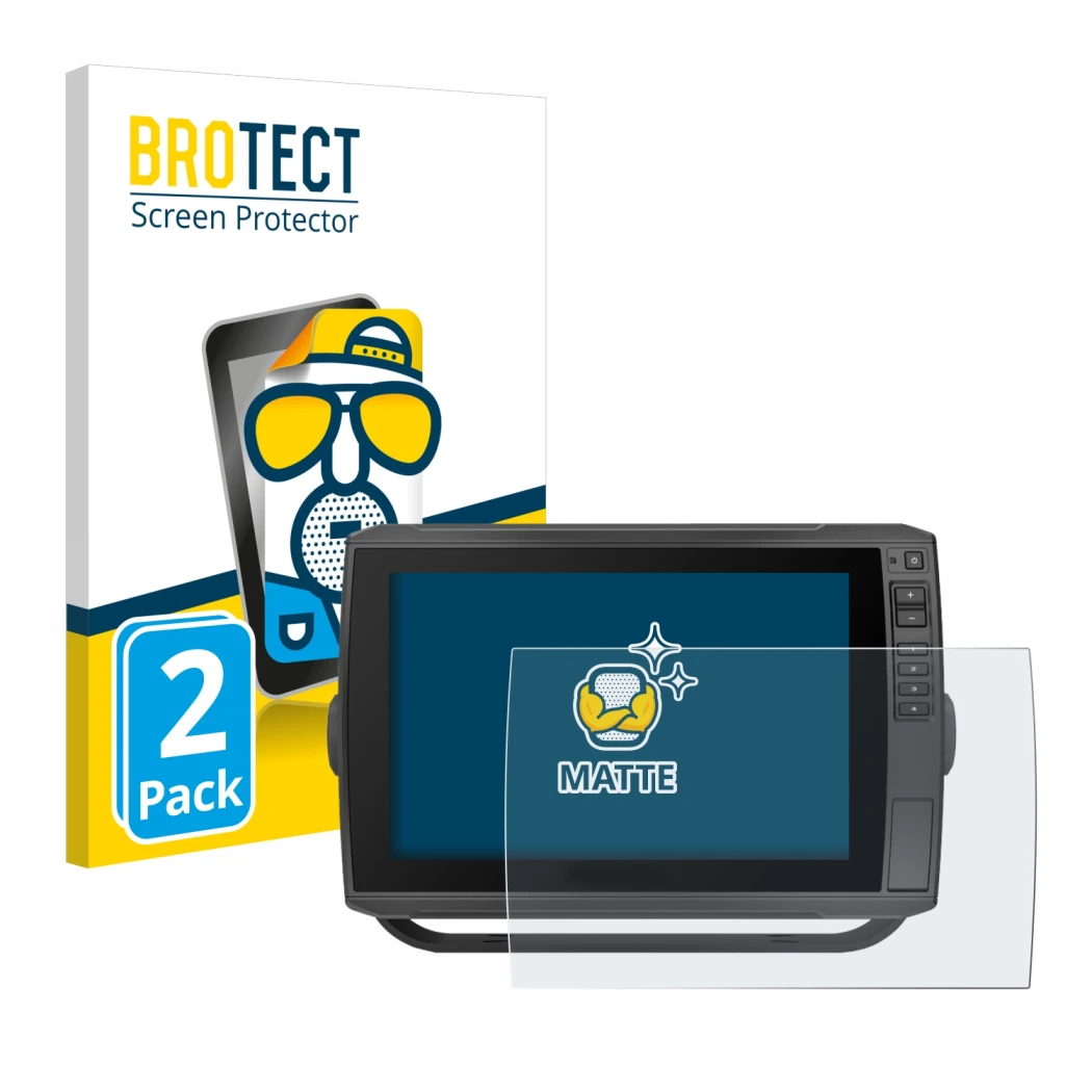 Parte frontale di una confezione del prodotto con il logo del marchio BROTECT. Accanto è raffigurato il dispositivo Garmin ECH