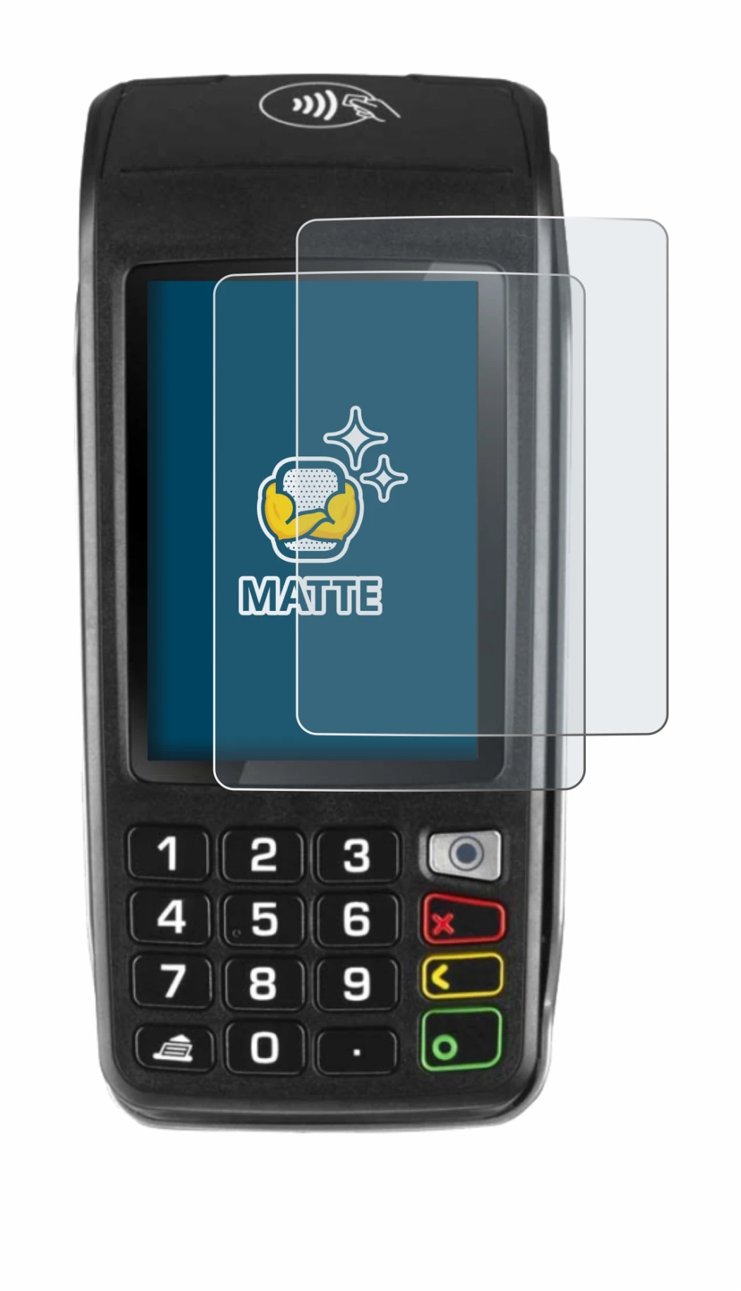 Immagine del dispositivo ingenico Move/5000 con un'ampia varietà di protezioni per lo schermo.