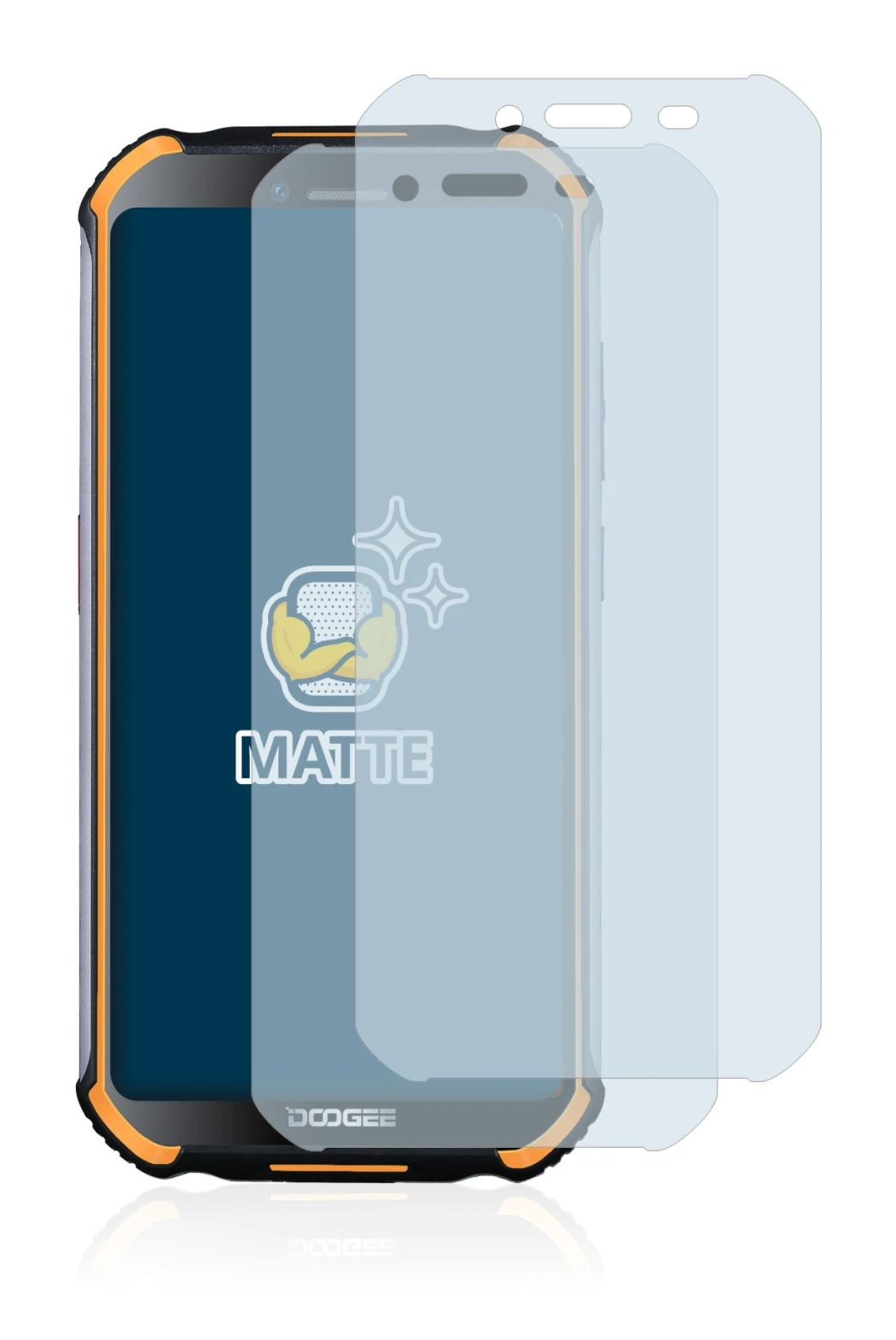 Immagine del dispositivo Doogee S40 con un'ampia varietà di protezioni per lo schermo.