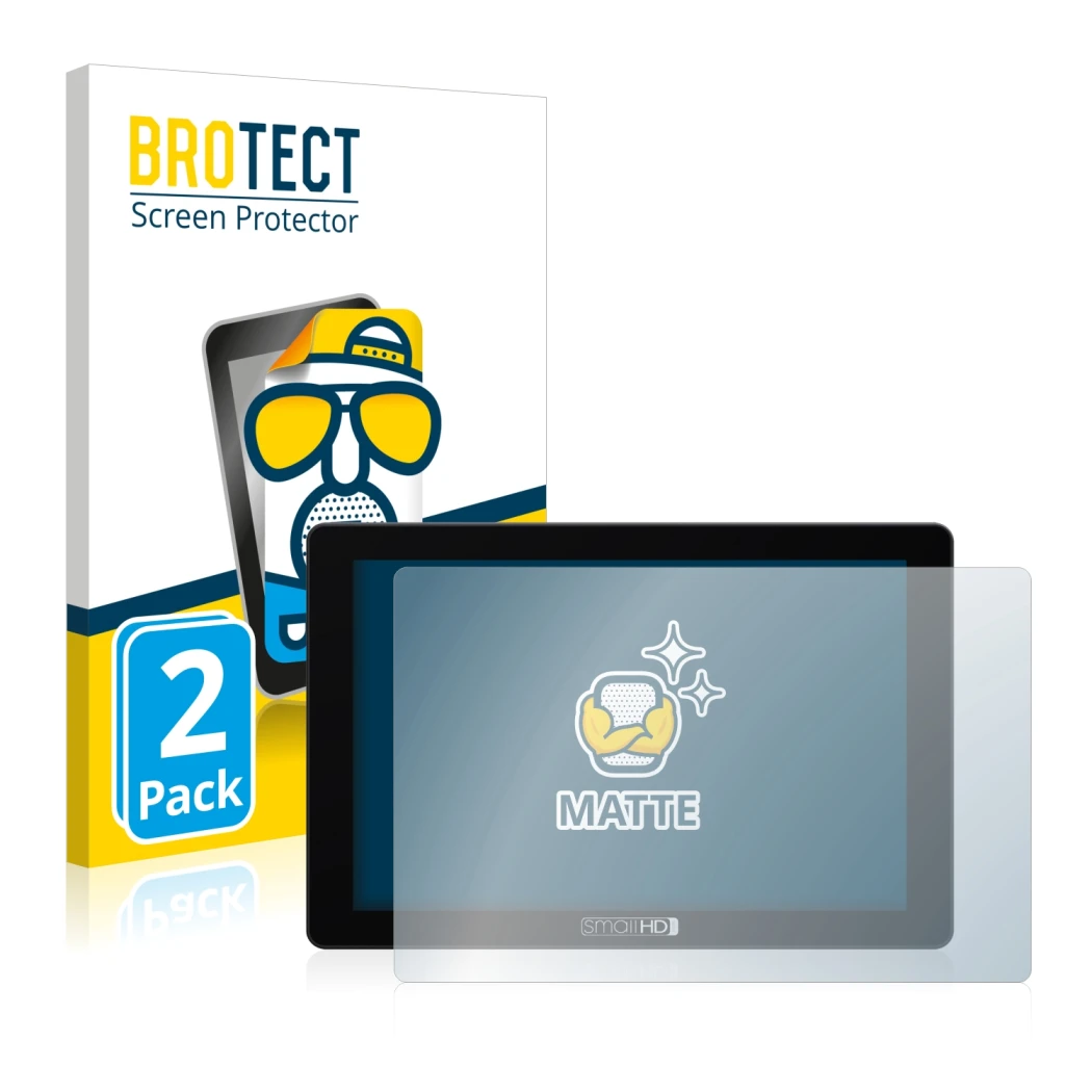 Parte frontale di una confezione del prodotto con il logo del marchio BROTECT. Accanto è raffigurato il dispositivo SmallHD 70