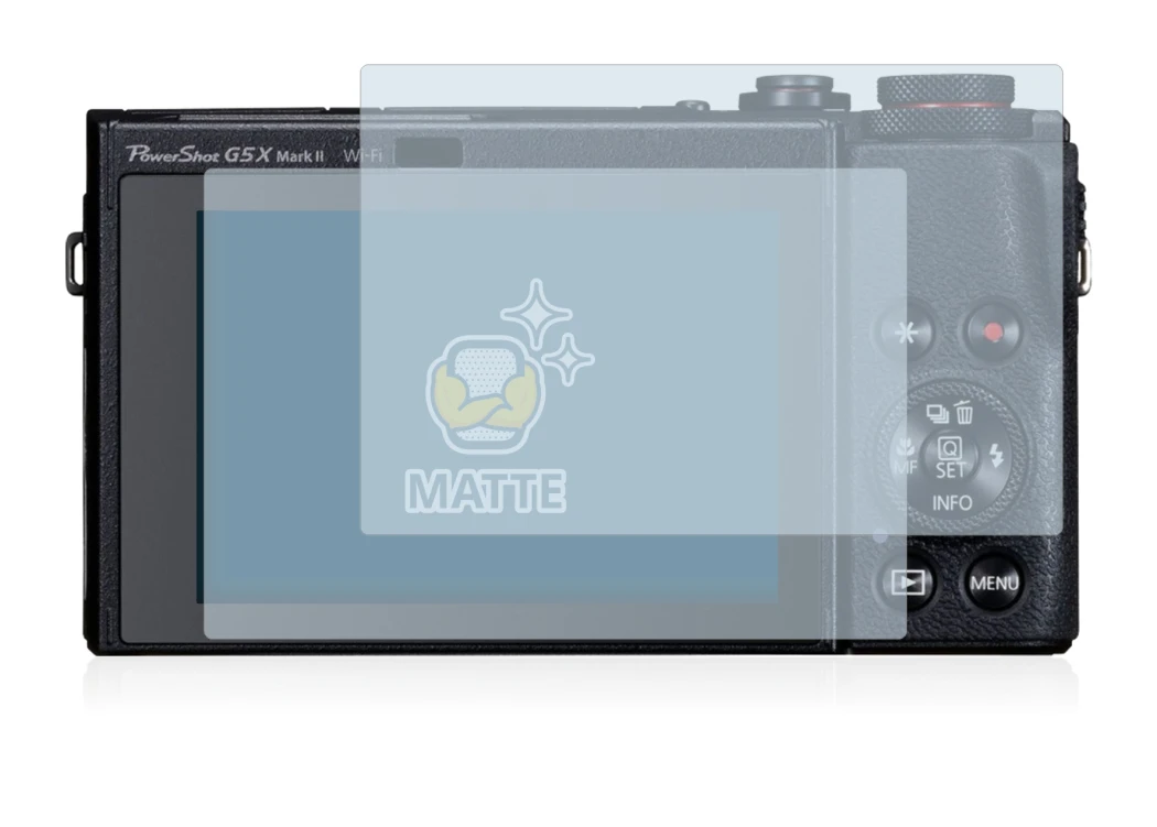 Immagine del dispositivo Canon PowerShot G5 X Mark II con un'ampia varietà di protezioni per lo schermo.