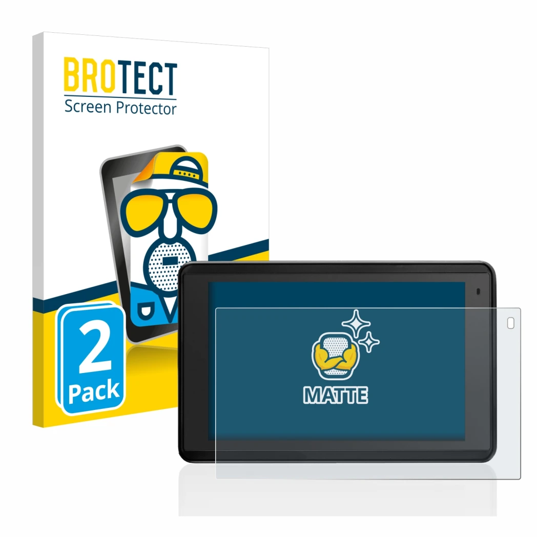 Parte frontale di una confezione del prodotto con il logo del marchio BROTECT. Accanto è raffigurato il dispositivo Garmin Aer