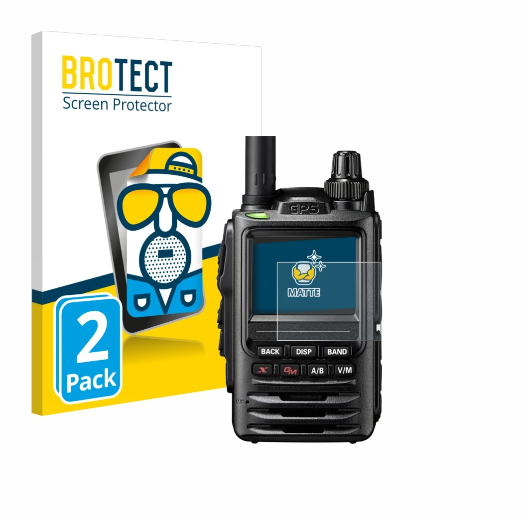 Parte frontale di una confezione del prodotto con il logo del marchio BROTECT. Accanto è raffigurato il dispositivo Yaesu FT-3