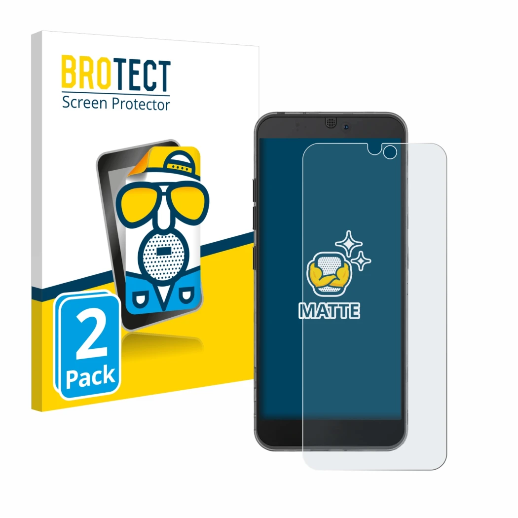 Parte frontale di una confezione del prodotto con il logo del marchio BROTECT. Accanto è raffigurato il dispositivo Fairphone 