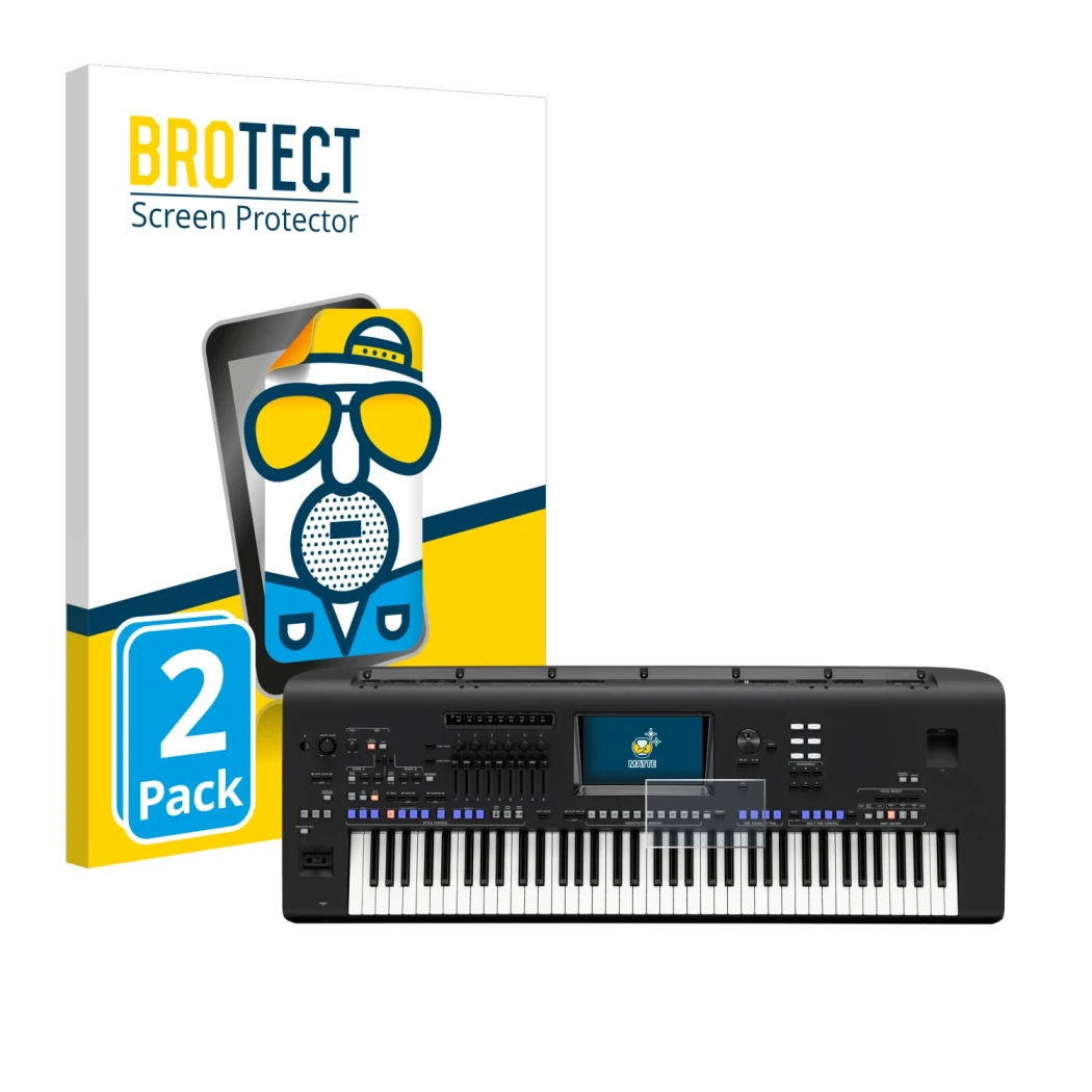 Parte frontale di una confezione del prodotto con il logo del marchio BROTECT. Accanto è raffigurato il dispositivo Yamaha Gen