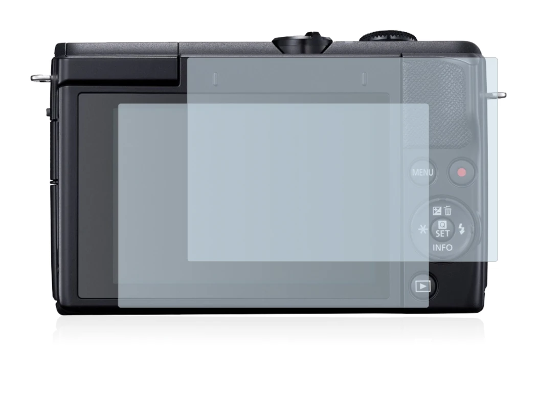 Immagine del dispositivo Canon EOS M200 con un'ampia varietà di protezioni per lo schermo.