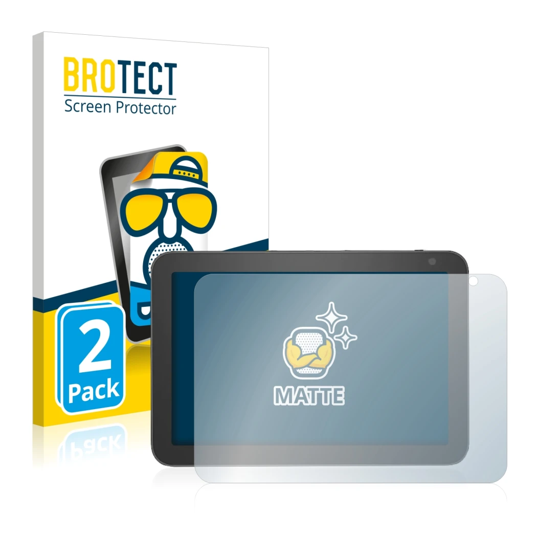 Parte frontale di una confezione del prodotto con il logo del marchio BROTECT. Accanto è raffigurato il dispositivo Amazon Ech