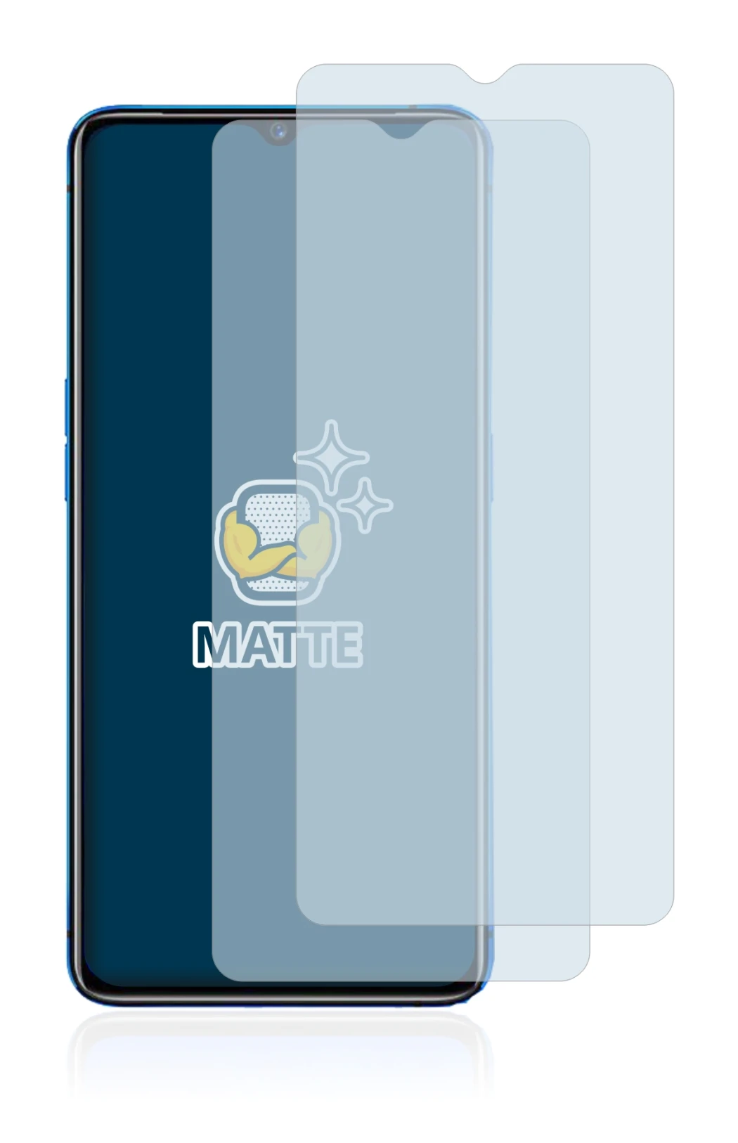 Immagine del dispositivo realme X2 Pro con un'ampia varietà di protezioni per lo schermo.