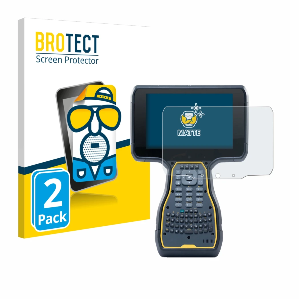 Parte frontale di una confezione del prodotto con il logo del marchio BROTECT. Accanto è raffigurato il dispositivo Trimble TS