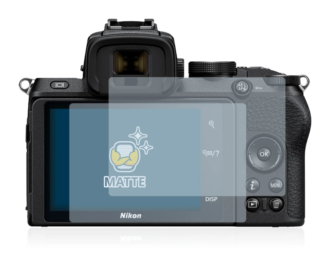 Immagine del dispositivo Nikon Z 50 con un'ampia varietà di protezioni per lo schermo.