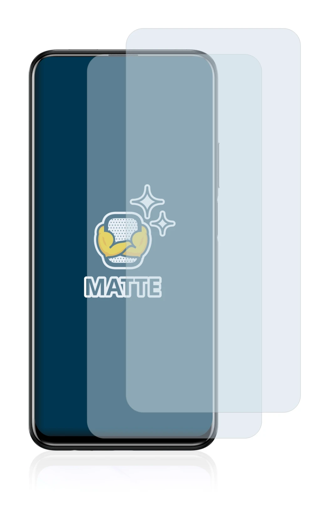 Immagine del dispositivo Huawei Y9s con un'ampia varietà di protezioni per lo schermo.