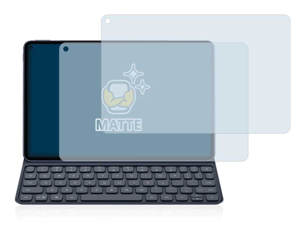 Immagine del dispositivo Huawei MatePad Pro (2019) con un'ampia varietà di protezioni per lo schermo.