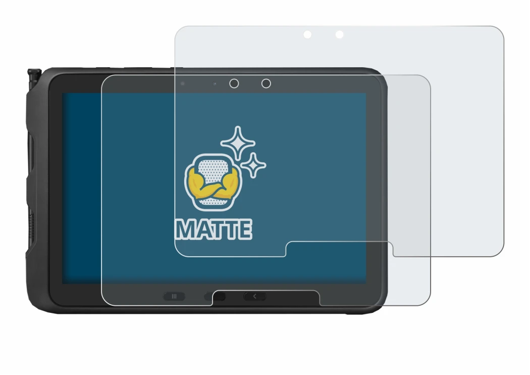 Immagine del dispositivo Samsung Galaxy Tab Active Pro con un'ampia varietà di protezioni per lo schermo.