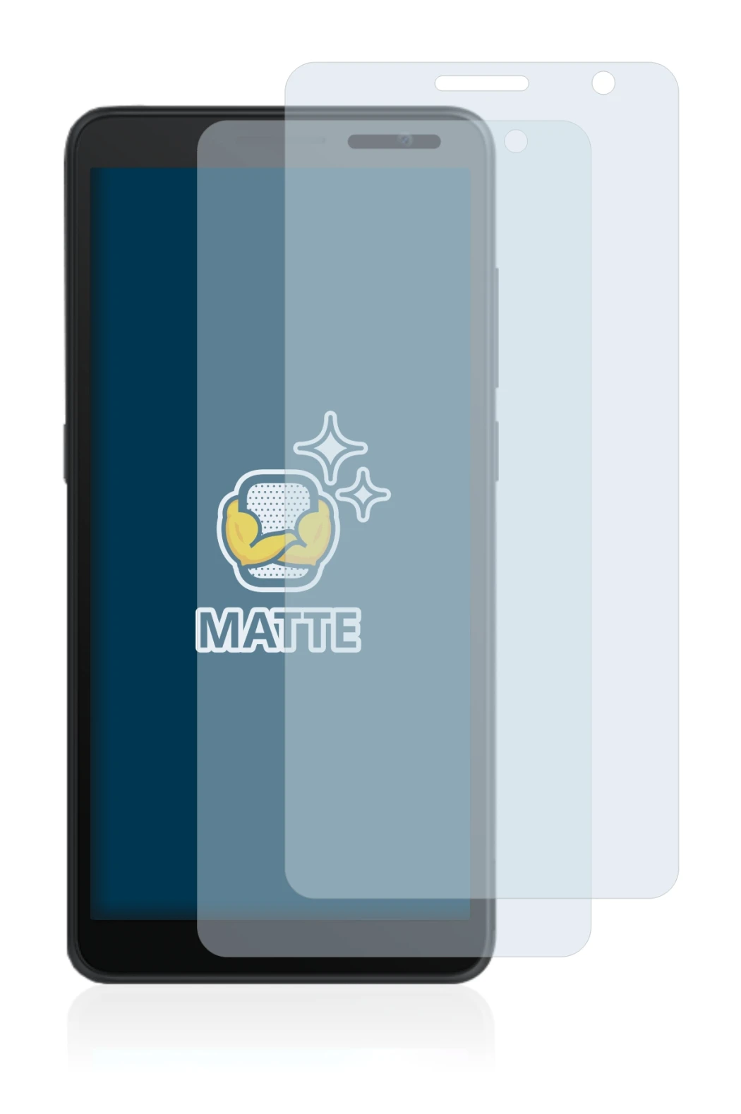 Immagine del dispositivo Alcatel 1B 2020 con un'ampia varietà di protezioni per lo schermo.