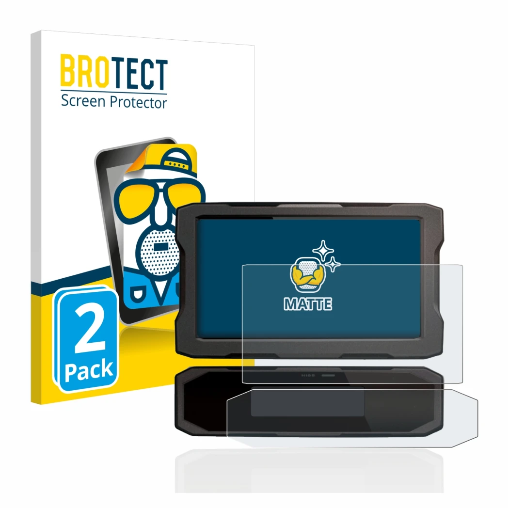 Parte frontale di una confezione del prodotto con il logo del marchio BROTECT. Accanto è raffigurato il dispositivo Honda CRF1