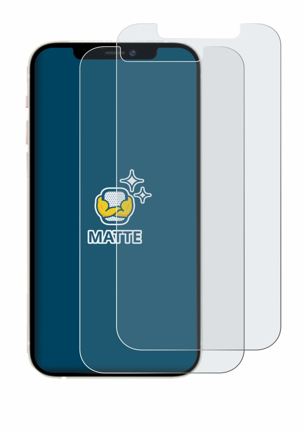 Immagine del dispositivo Apple iPhone 12 con un'ampia varietà di protezioni per lo schermo.