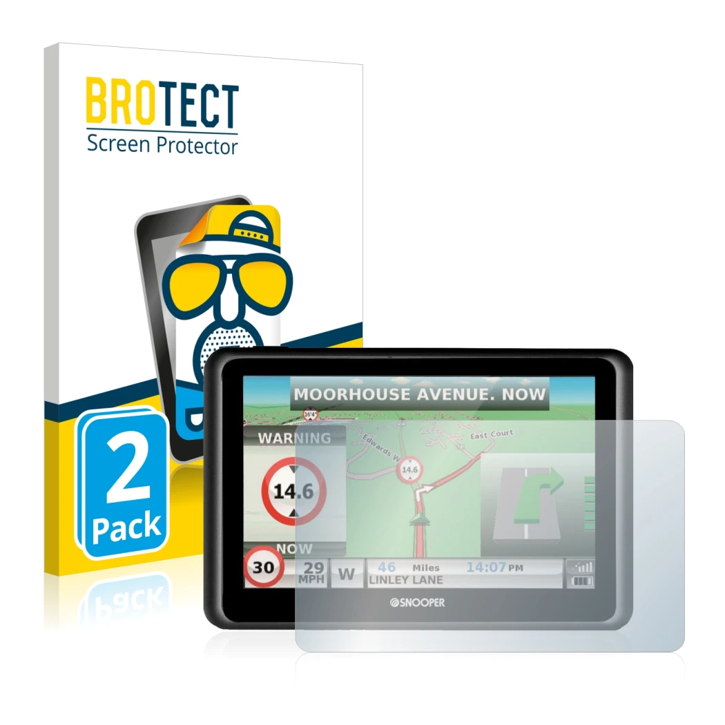 Parte frontale di una confezione del prodotto con il logo del marchio BROTECT. Accanto è raffigurato il dispositivo Snooper Tr