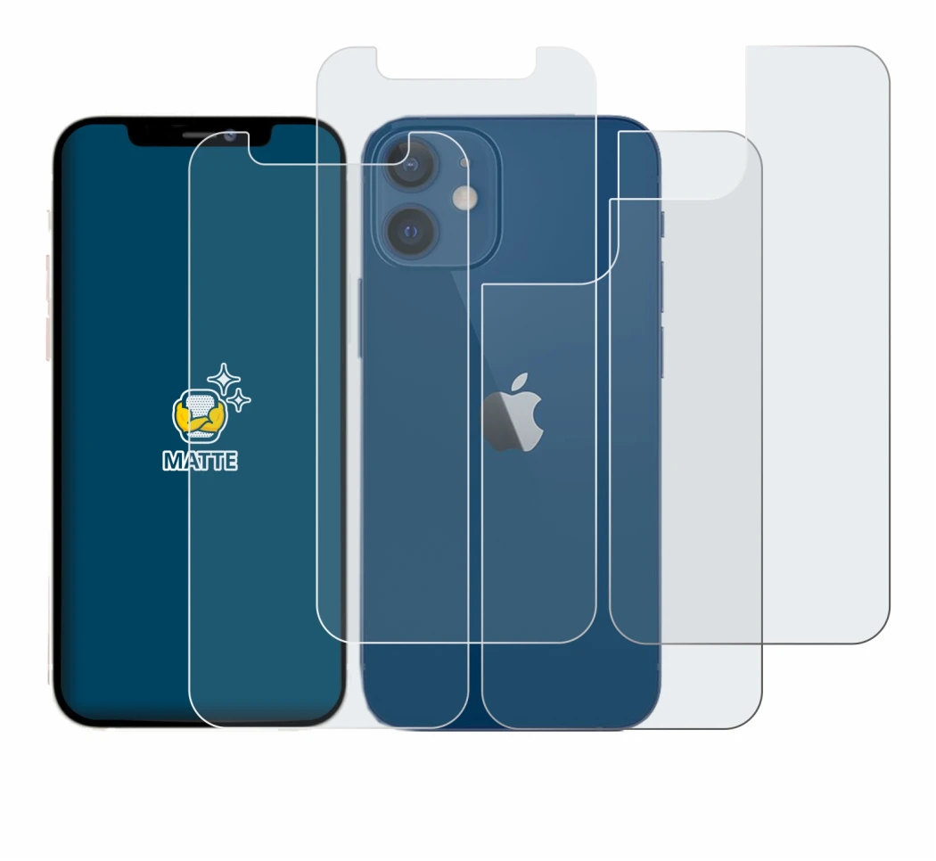 Immagine del dispositivo Apple iPhone 12 mini (Fronte+Retro) con un'ampia varietà di protezioni per lo schermo.