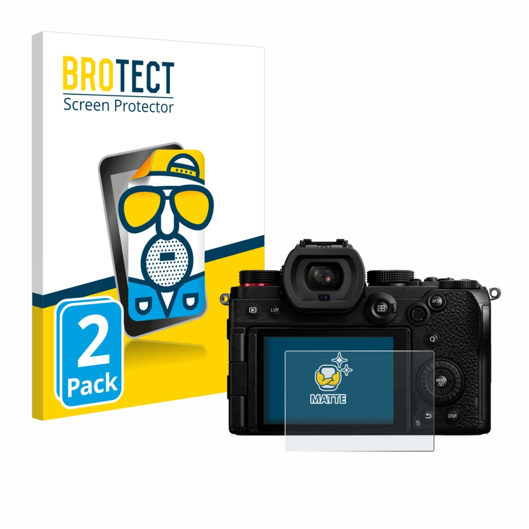 Parte frontale di una confezione del prodotto con il logo del marchio BROTECT. Accanto è raffigurato il dispositivo Panasonic