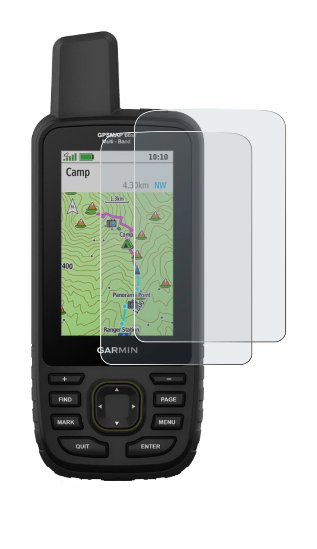 Immagine del dispositivo Garmin GPSMAP 66sr con un'ampia varietà di protezioni per lo schermo.